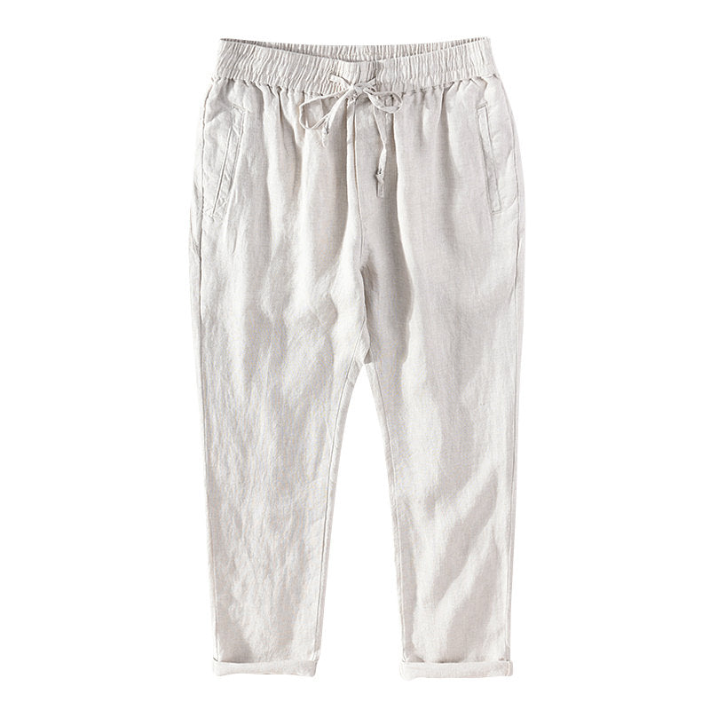 Casual Linen Elastic Waist Pants