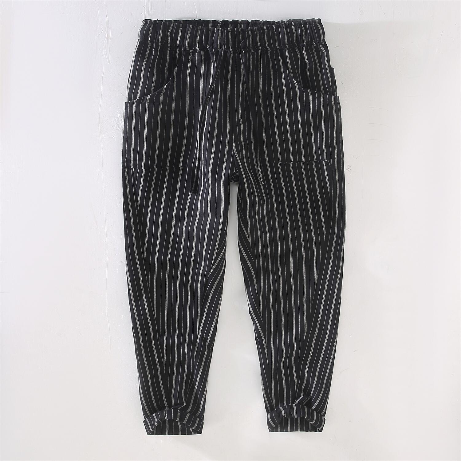 Men's Stripe Linen Drawstring Pants