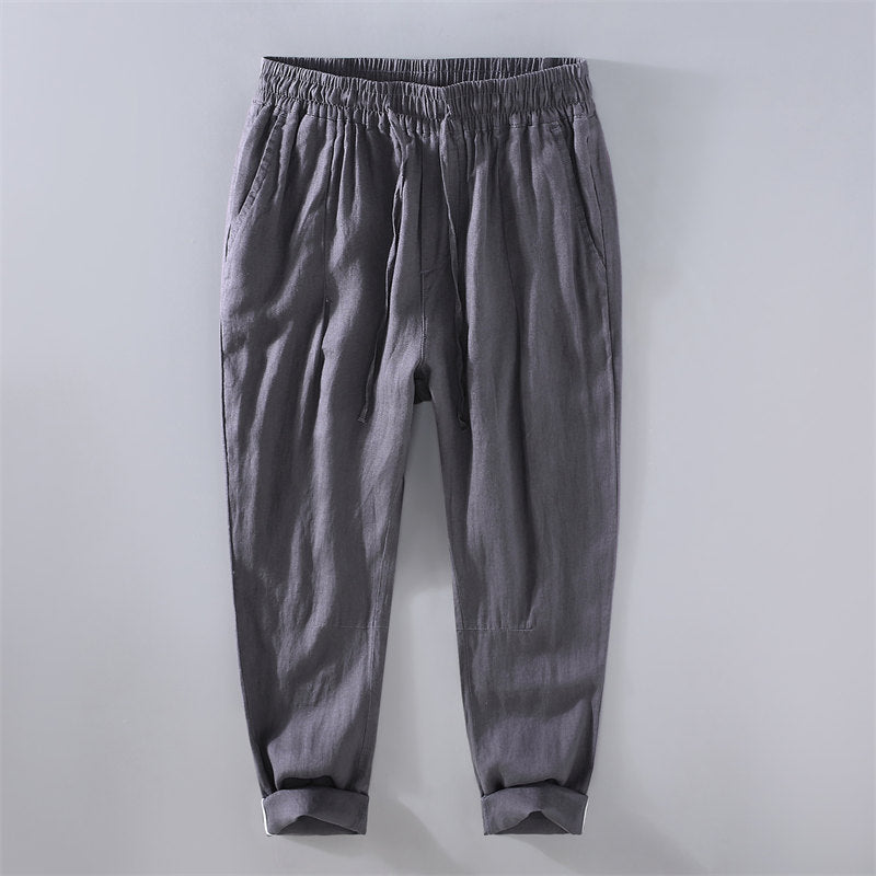 Casual Pure Linen Drawstring Pants