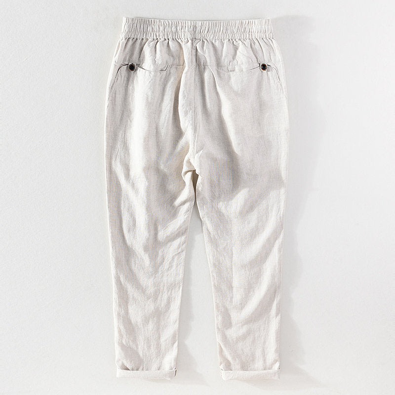 Casual Linen Elastic Waist Pants